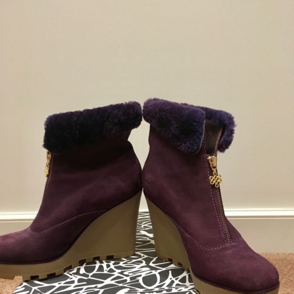 DVF Diane Von Furstenberg Java Purple Suede Boots